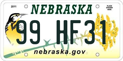 NE license plate 99HF31
