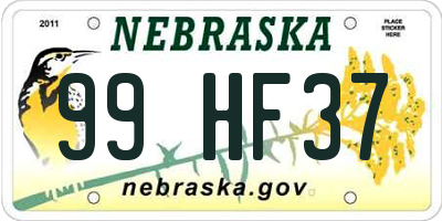 NE license plate 99HF37