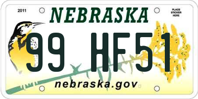 NE license plate 99HF51