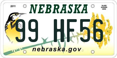 NE license plate 99HF56