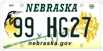 NE license plate 99HG27