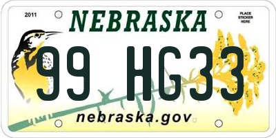 NE license plate 99HG33