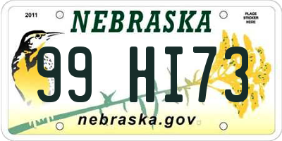 NE license plate 99HI73