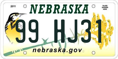 NE license plate 99HJ31