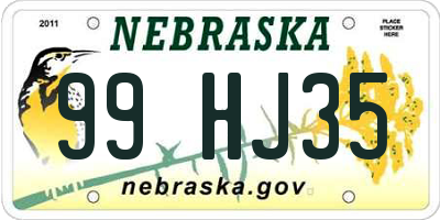 NE license plate 99HJ35