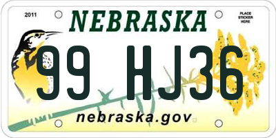 NE license plate 99HJ36