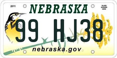 NE license plate 99HJ38