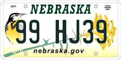 NE license plate 99HJ39