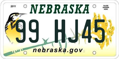 NE license plate 99HJ45