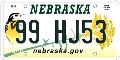 NE license plate 99HJ53