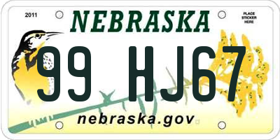 NE license plate 99HJ67