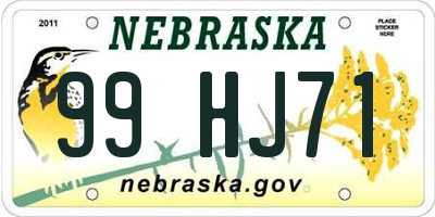 NE license plate 99HJ71