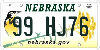 NE license plate 99HJ76