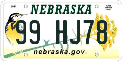 NE license plate 99HJ78