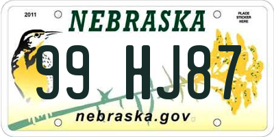 NE license plate 99HJ87