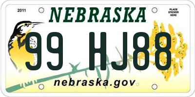 NE license plate 99HJ88