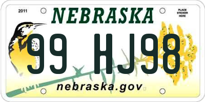 NE license plate 99HJ98