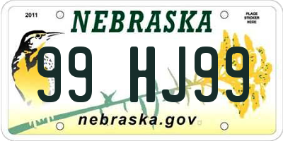 NE license plate 99HJ99