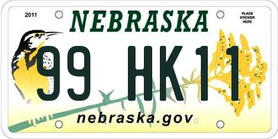 NE license plate 99HK11