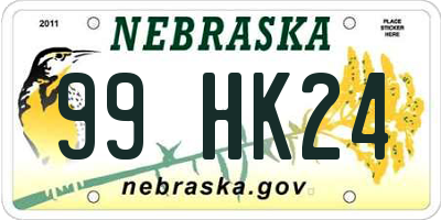 NE license plate 99HK24