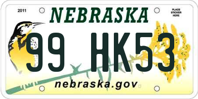 NE license plate 99HK53