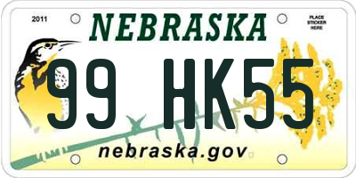 NE license plate 99HK55