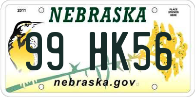 NE license plate 99HK56