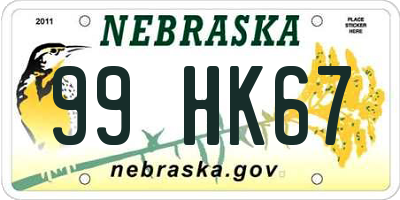 NE license plate 99HK67