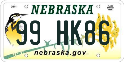 NE license plate 99HK86