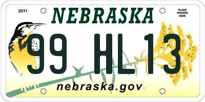 NE license plate 99HL13