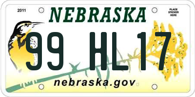 NE license plate 99HL17