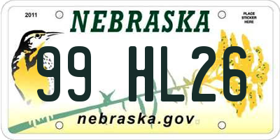 NE license plate 99HL26