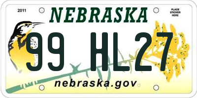 NE license plate 99HL27