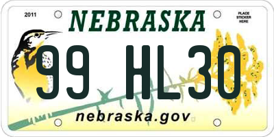 NE license plate 99HL30