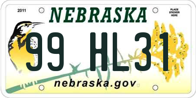 NE license plate 99HL31