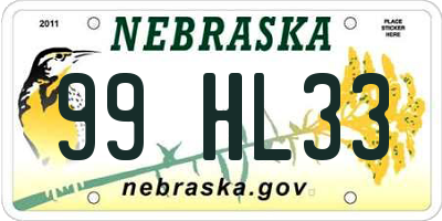 NE license plate 99HL33