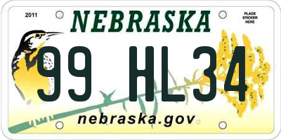 NE license plate 99HL34