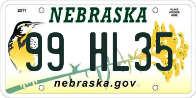 NE license plate 99HL35