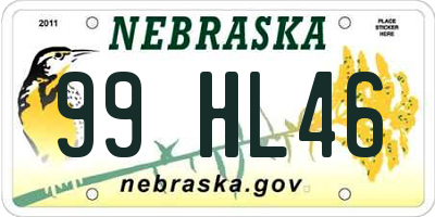 NE license plate 99HL46