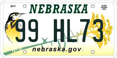 NE license plate 99HL73