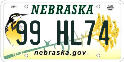 NE license plate 99HL74