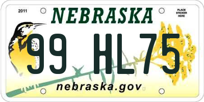 NE license plate 99HL75