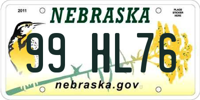 NE license plate 99HL76