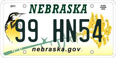NE license plate 99HN54