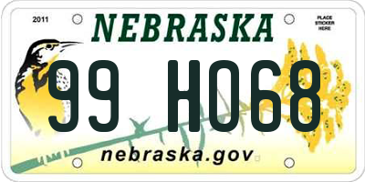 NE license plate 99HO68