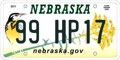 NE license plate 99HP17
