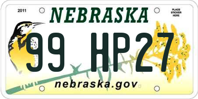 NE license plate 99HP27
