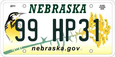 NE license plate 99HP31