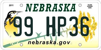 NE license plate 99HP36