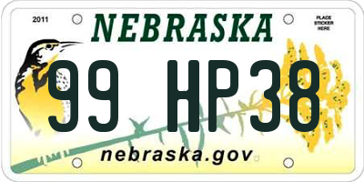 NE license plate 99HP38